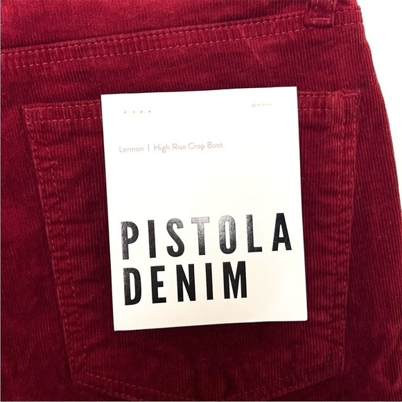 NWT PISTOLA 90s Cranberry Corduroy High Rise Raw Hem Cropped Boot Flare Jean 27 - Picture 6 of 9